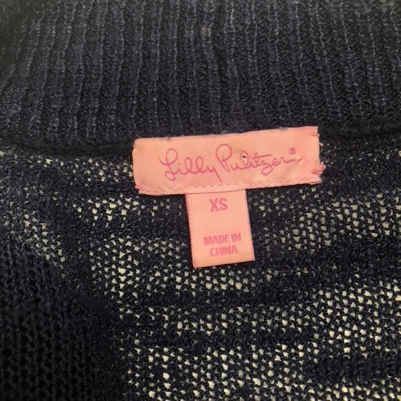 Lilly Pulitzer Amalie Navy Blue Cardigan Sweater Size XS Open Front - Picture 4 of 6